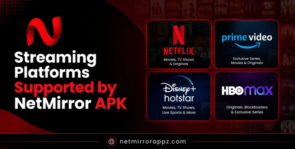 Streaming Platforms Supported by NetMirror APK